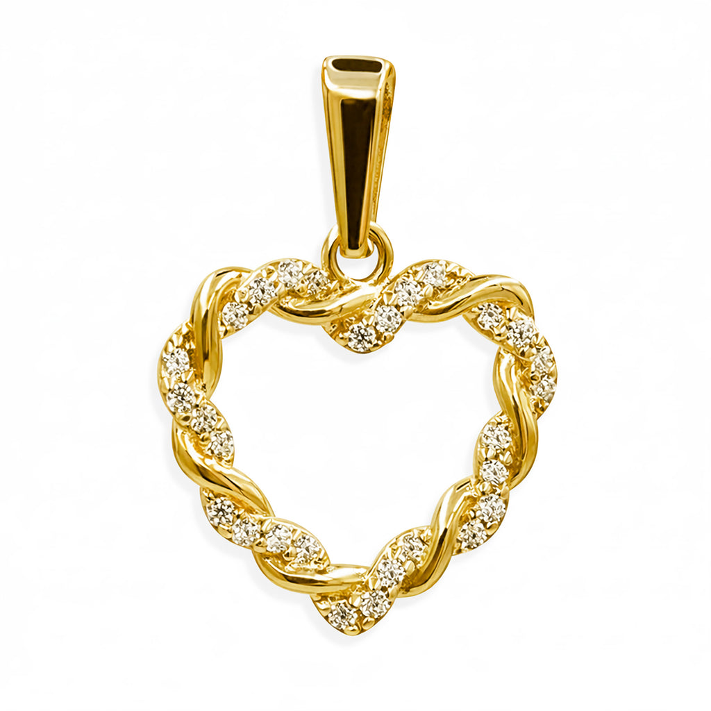 Dije Corazon Entrelazado con Circonias 2cm Oro 10K