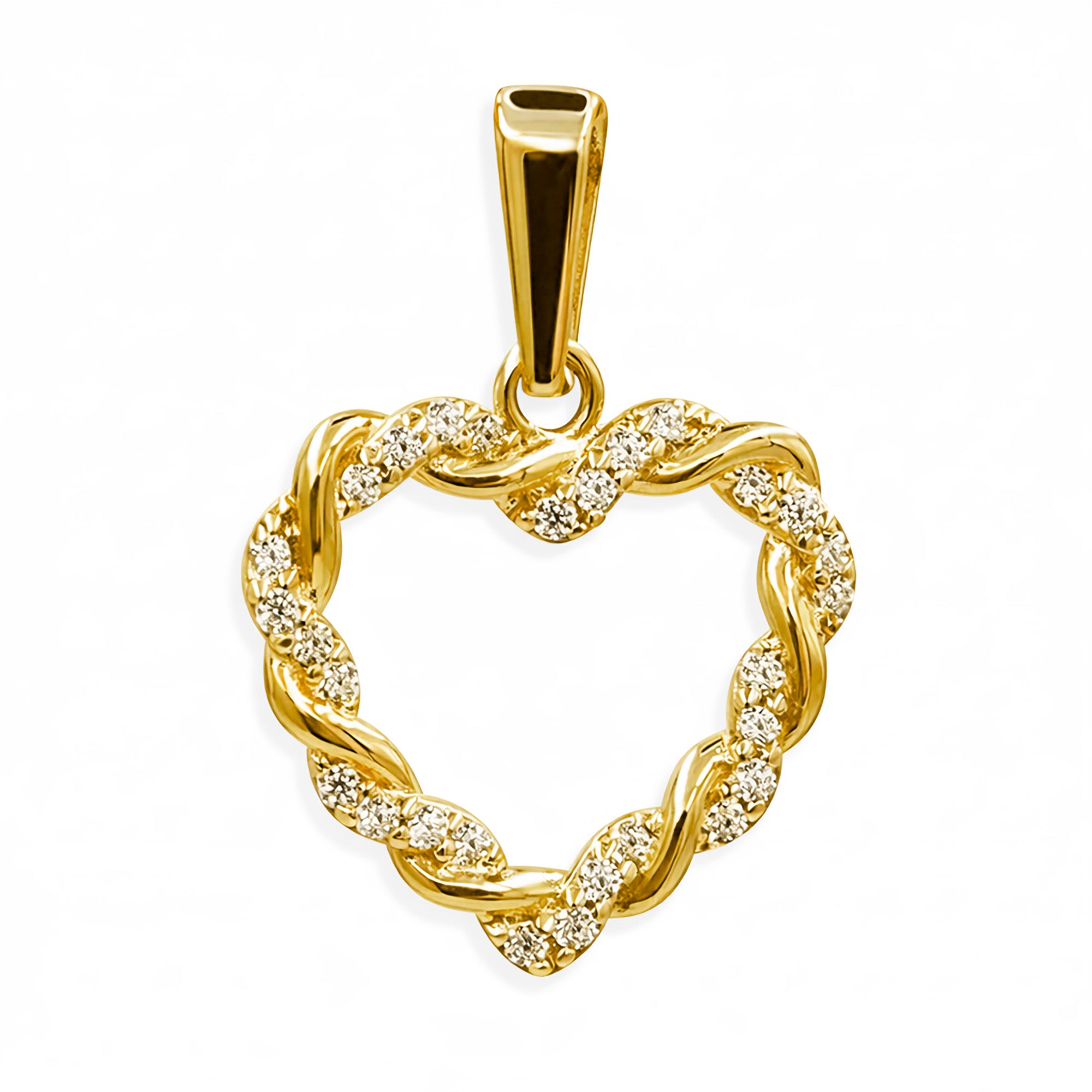 Dije Corazon Entrelazado con Circonias 2cm Oro 10K