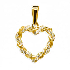 Dije Corazon Entrelazado con Circonias 2cm Oro 10K