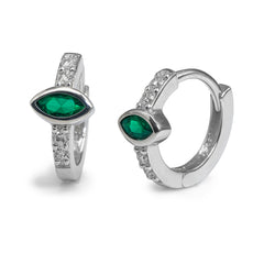 Huggies Semilla Circonia Verde con Micro Circonias Plata .925 con Rodio
