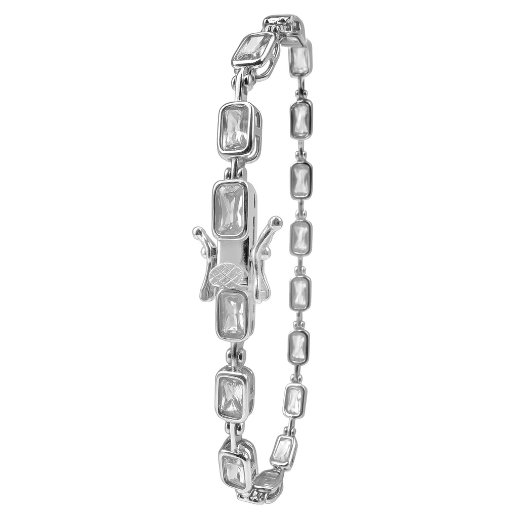 Pulsera Circonias Rectangulo Plata .925 con Baño de Rodio
