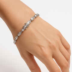 Pulsera Circonias Rectangulo Plata .925 con Rodio