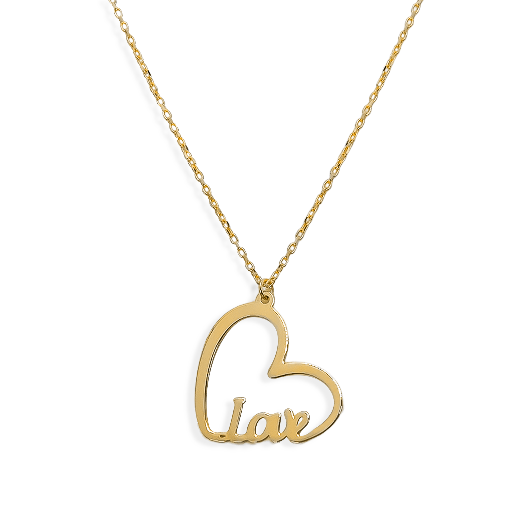 Collar Silueta Corazón Love Liso Oro 10K