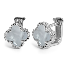 Huggies Flor Inspirado Van C con Piedras Naturales Plata .925 con Rodio