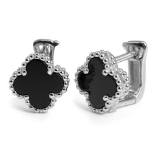 Huggies Flor Inspirado Van C con Piedras Naturales Plata .925 con Rodio