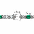 Pulsera Turmalina Rectangulos con Circonias Baguette Blancas, Plata .925 con Baño de Rodio