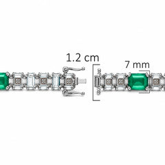 Pulsera Turmalina Paraiba Rectangulos con Circonias Baguette, Plata .925 con Rodio
