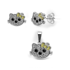 Juego Economico Inspirado Kitty con Cristales Plata .925