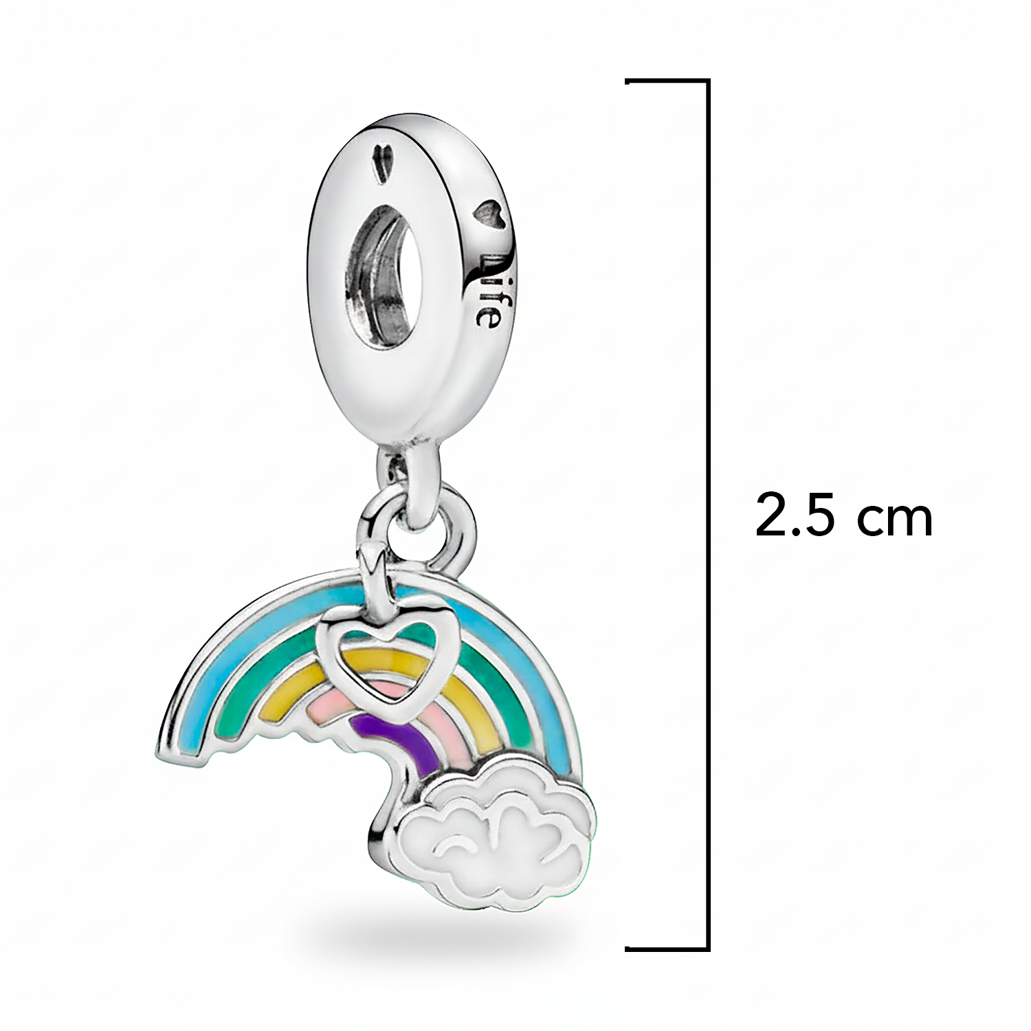 Charm Inspirado Pan 1:1 Arcoiris Esmaltado con Nube Plata .925