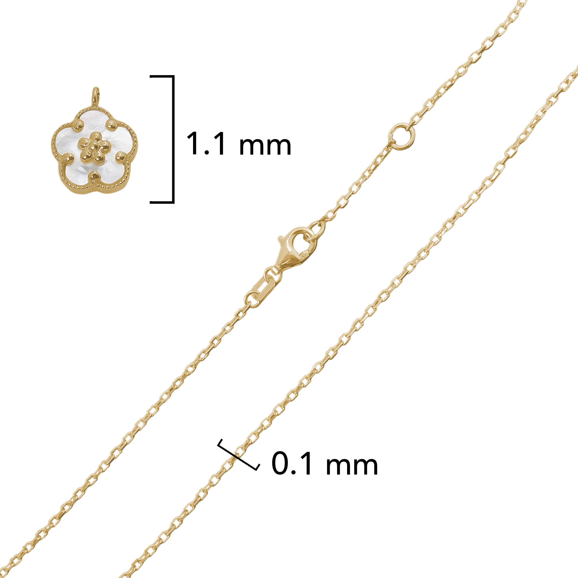 Collar Inspirado Van C Flor Madre Perla Oro 10K