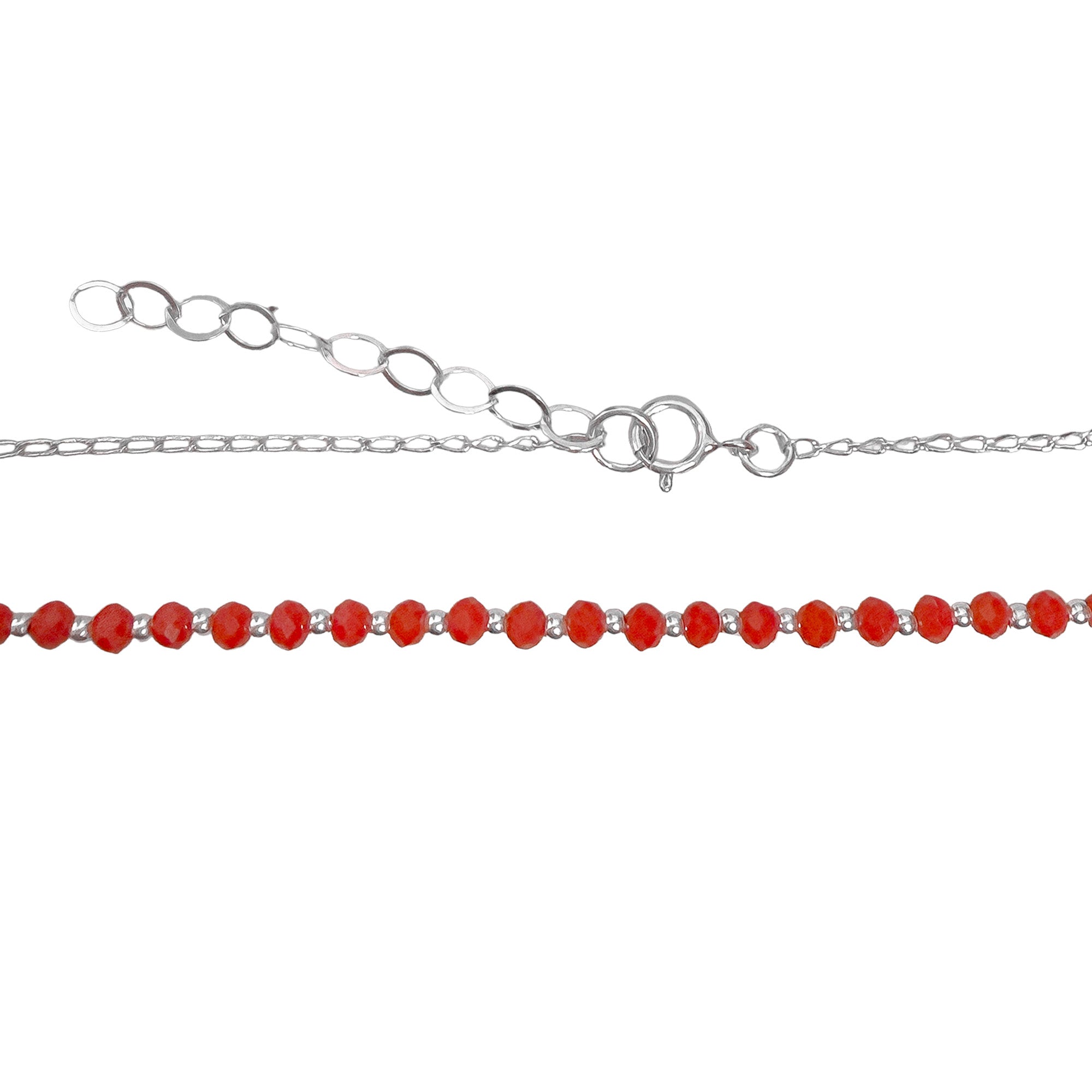 Collar Corazon Bombeado con Cristales Rojos Plata .925