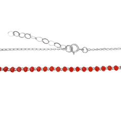 Collar Corazon Bombeado con Cristales Rojos Plata .925