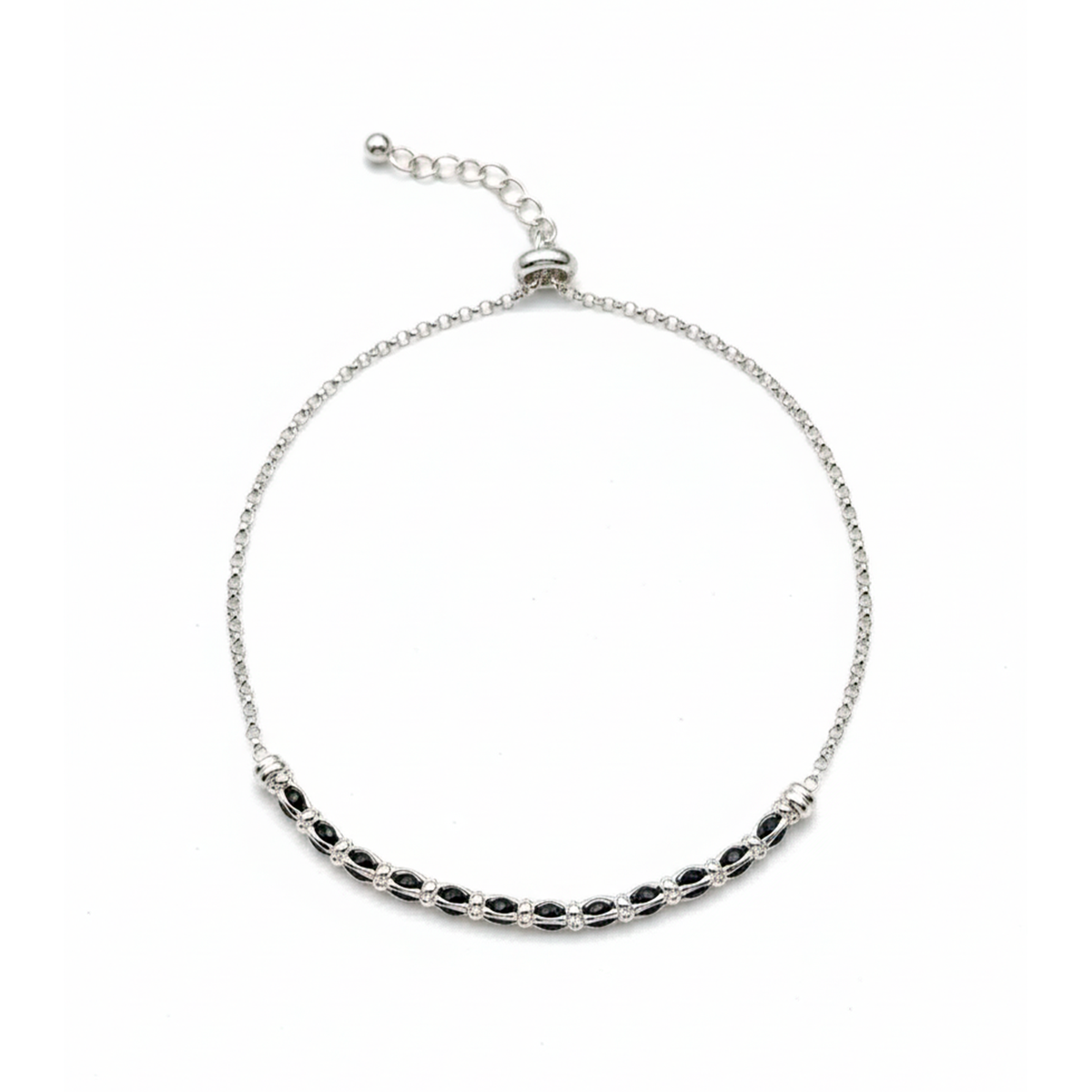 Pulsera con Cristales y Eslabones Plata .925