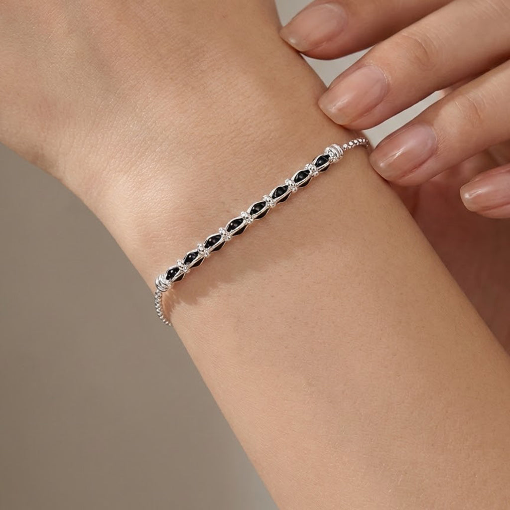 Pulsera con Cristales y Eslabones Plata .925