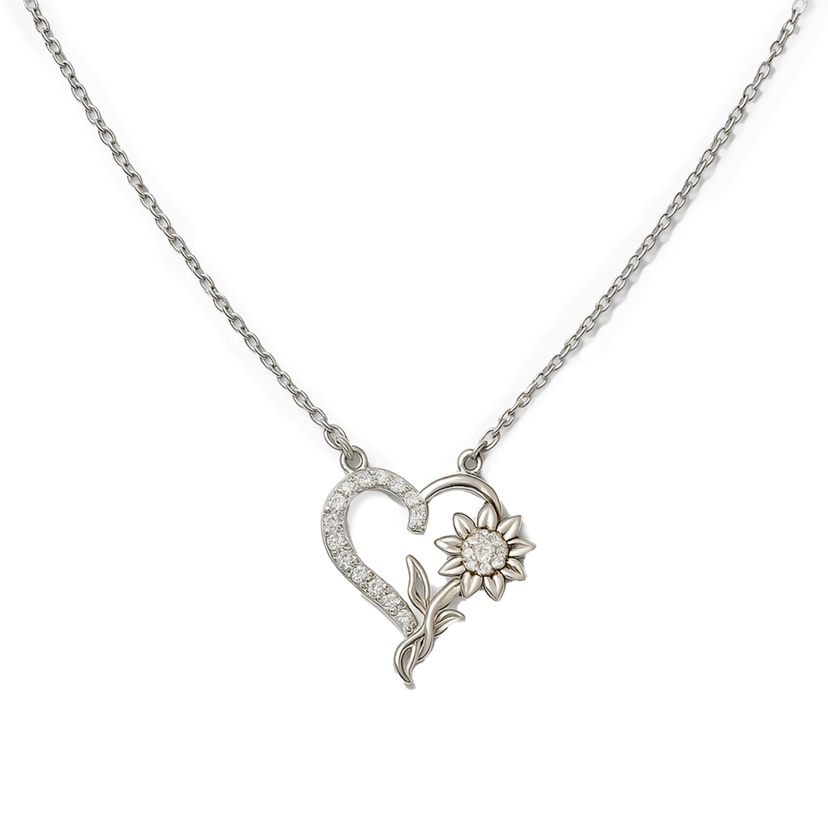 COLLAR CORAZON PLATA ,925