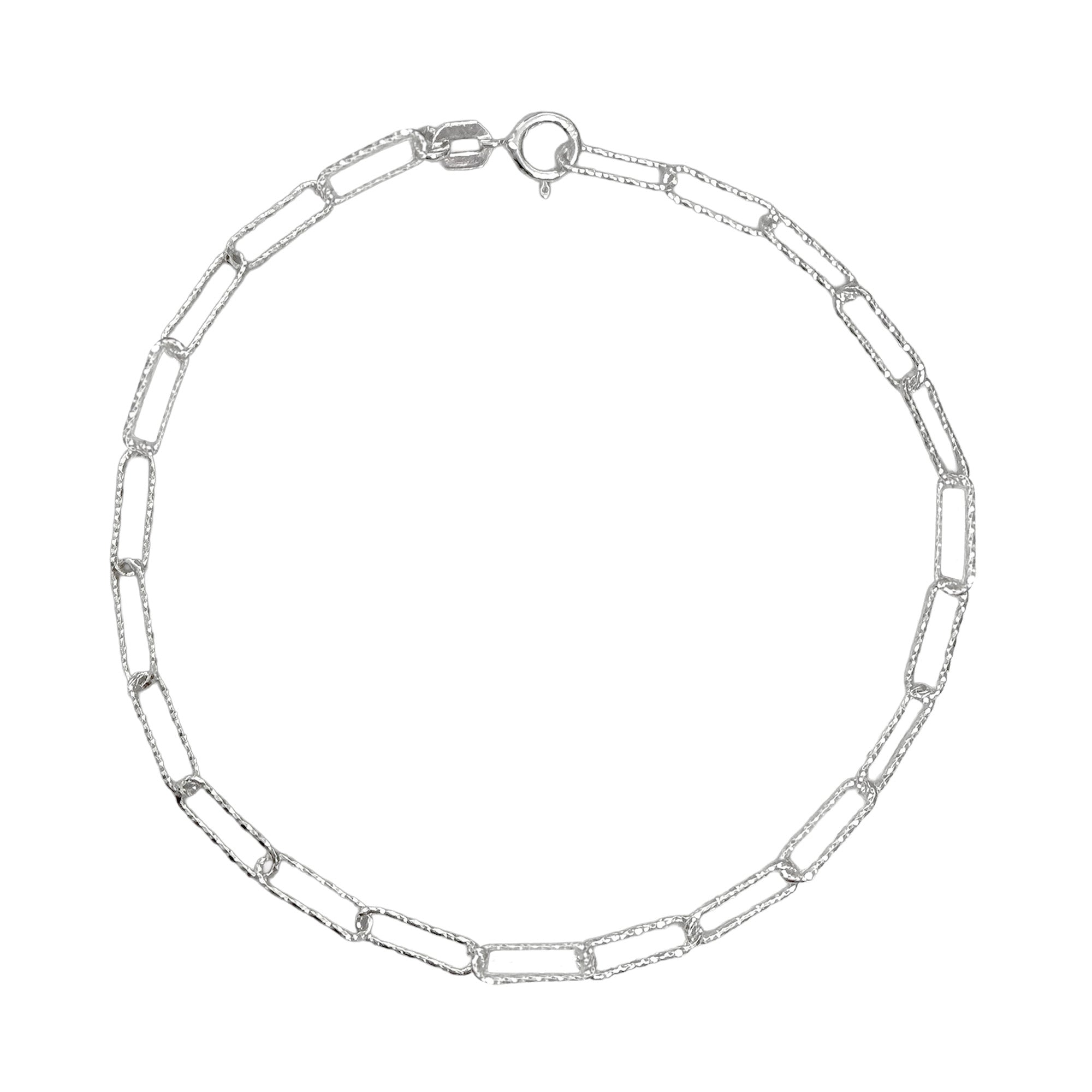 Pulsera Paper Clip Diamantada Plata .925