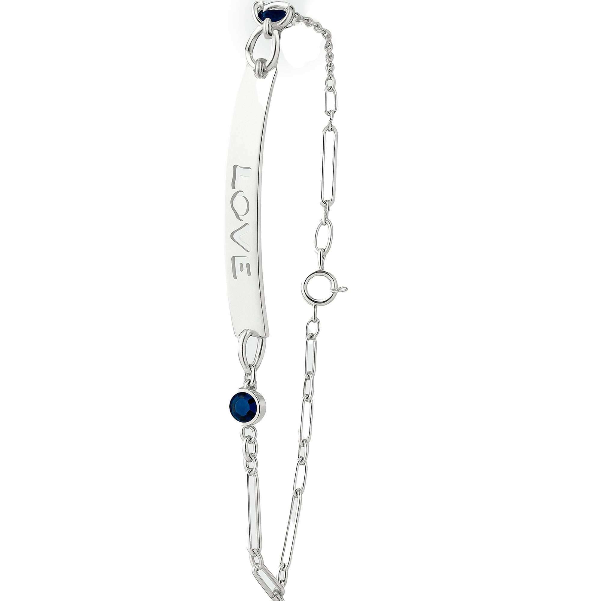 Pulsera con Placa Grabada Love y Circonias Plata .925