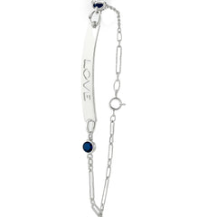 Pulsera con Placa Grabada Love y Circonias Plata .925