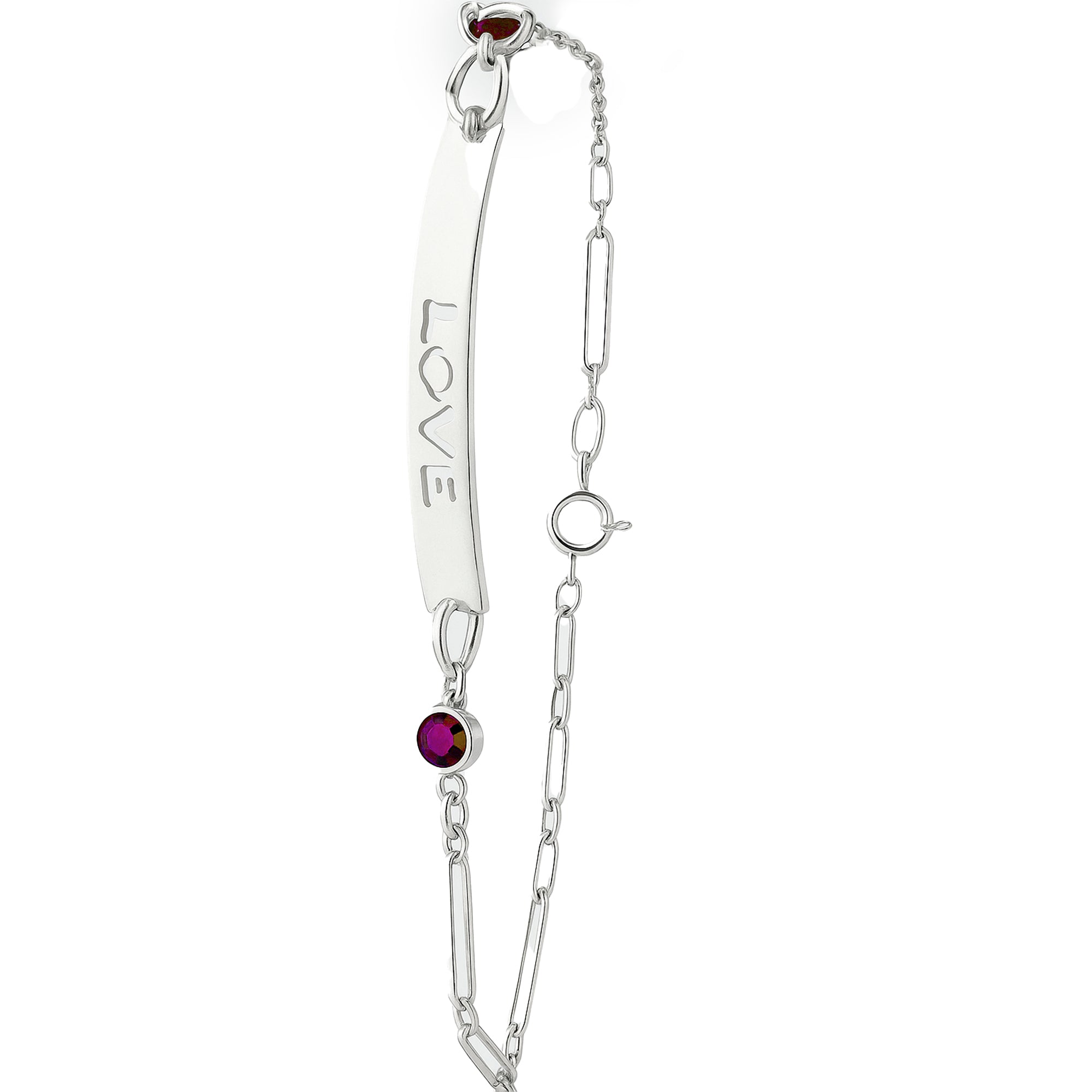 Pulsera con Placa Grabada Love y Circonias Plata .925