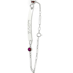 Pulsera con Placa Grabada Love y Circonias Plata .925