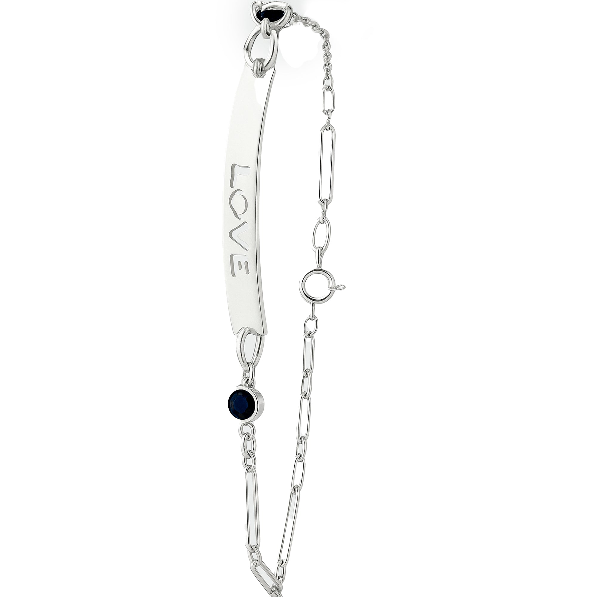 Pulsera con Placa Grabada Love y Circonias Plata .925