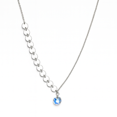 Collar Corbatero con Swarovski y Circulos Lisos Plata .925