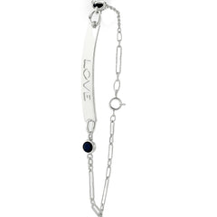 Pulsera con Placa Grabada Love y Circonias Plata .925