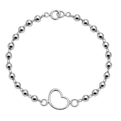 Pulsera Silueta de Corazon con Bolitas Lisas Plata .925