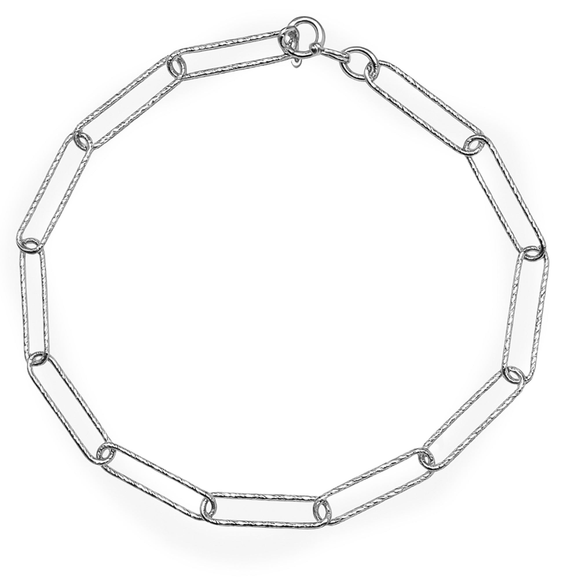 Pulsera Paper Clip Diamantado 1.5 cm Plata .925