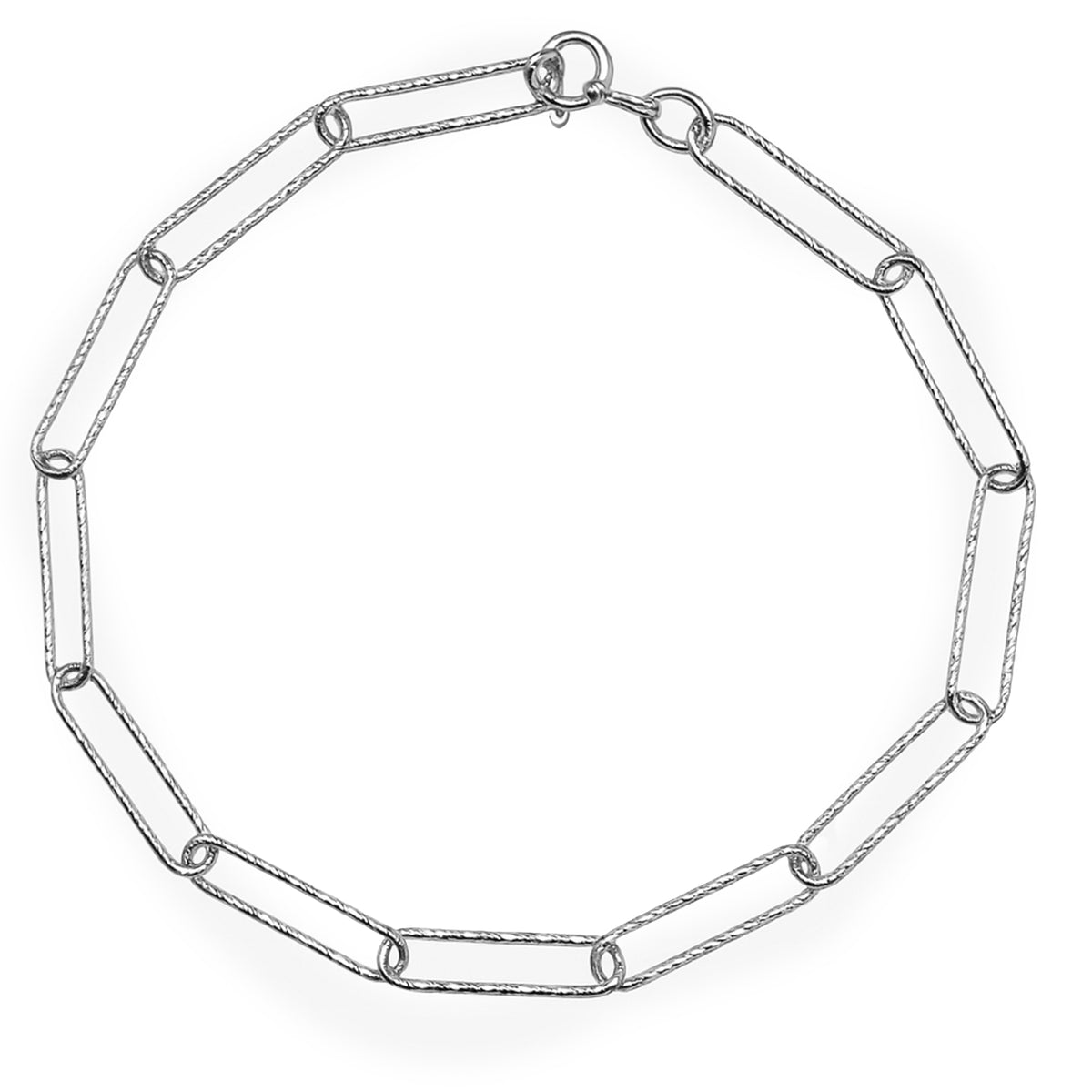 Pulsera Paper Clip Diamantado 1.5 cm Plata .925