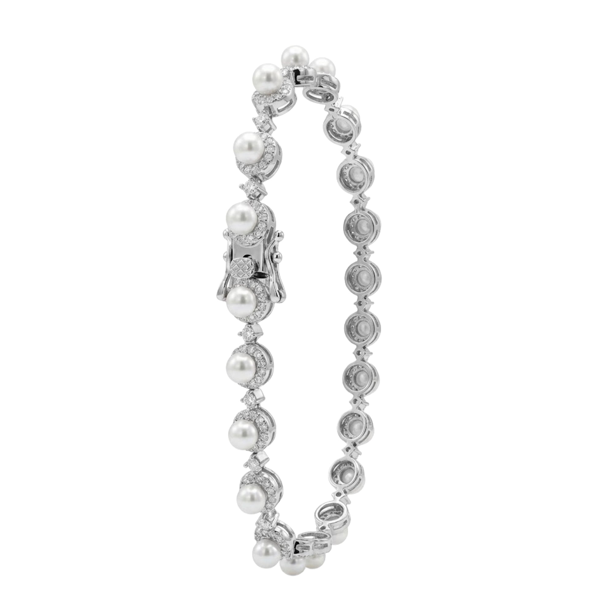 Pulsera Perla Natural con Circonias y Micro Circonias Plata .925 con Rodio