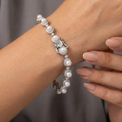 Pulsera Perla Natural con Circonias y Micro Circonias Plata .925 con Rodio
