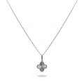 Collar Flor Inspirado Van C Flor Diamantada Con Bandola de Micro Circonias Plata .925 con Baño de Rodio