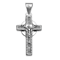 Dije Crucifijo con Aro Liso y Micro Circonias Plata .925