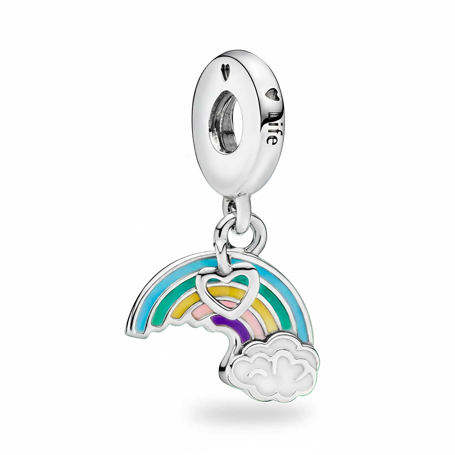 Charm Inspirado Pan 1:1 Arcoiris Esmaltado con Nube Plata .925
