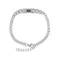 Pulsera Inspirada Mónaco 17cm más Extensión, Circonias Baguette con Cadena Cubana en disminución y Cadena Gucci. Plata 925 con Baño de Rodio