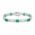 Pulsera Turmalina Rectangulos con Circonias Baguette Blancas, Plata .925 con Baño de Rodio
