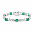 Pulsera Turmalina Rectangulos con Circonias Baguette Blancas, Plata .925 con Baño de Rodio