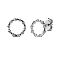 Broquel Silueta Circulo Grande de Circonias Plata .925 con Rodio