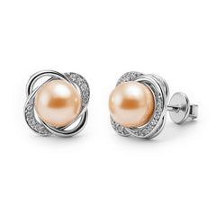 Broquel Flor con Madre Perla Plata .925 con Rodio