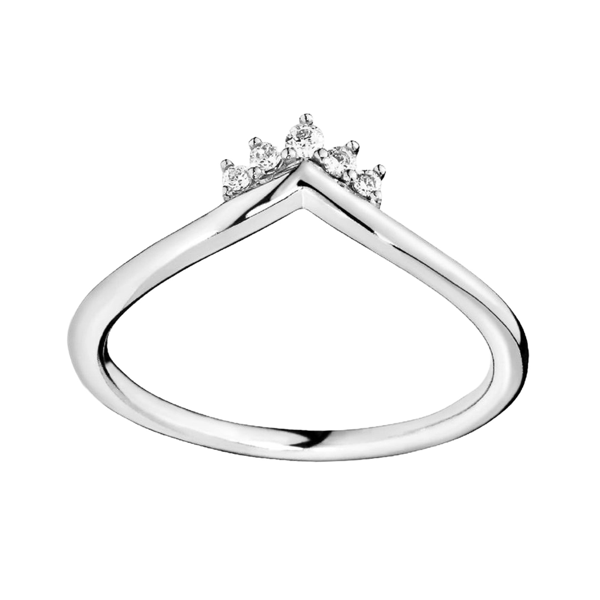Anillo Inspirado Pan 1.1 Tiara Sencilla 5 Circonias Plata .925
