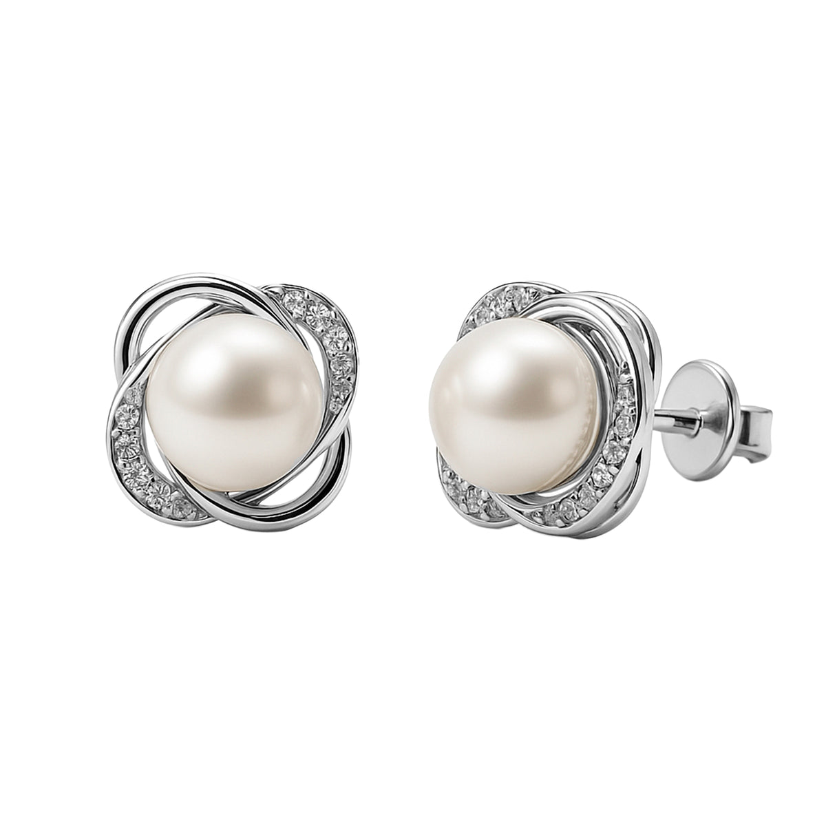 Broquel Flor con Madre Perla Plata .925 con Rodio