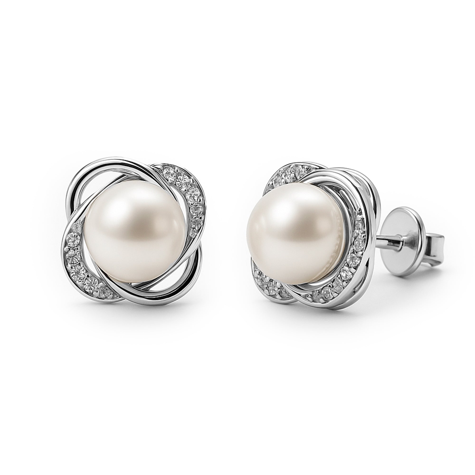 Broquel Flor con Madre Perla Plata .925 con Rodio