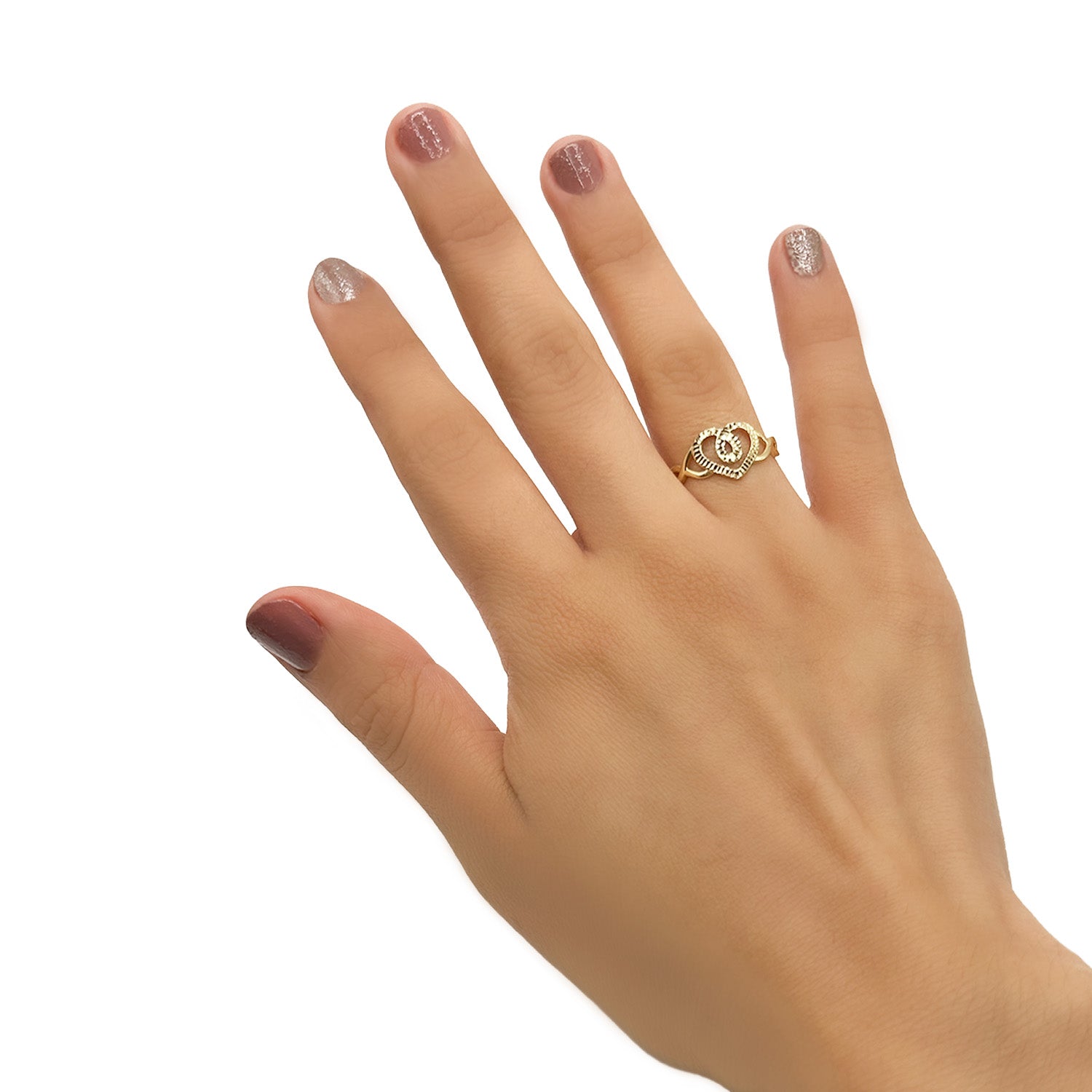 Anillo Silueta de Corazón Diamantado Oro 10K