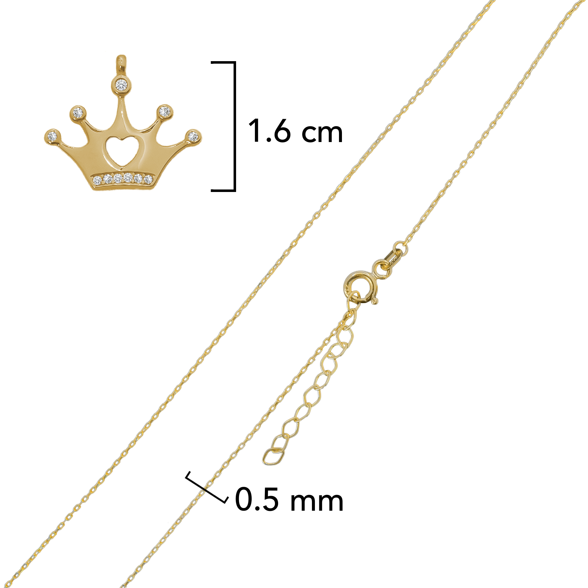 Collar Corona con Micro Circonias Oro 10K