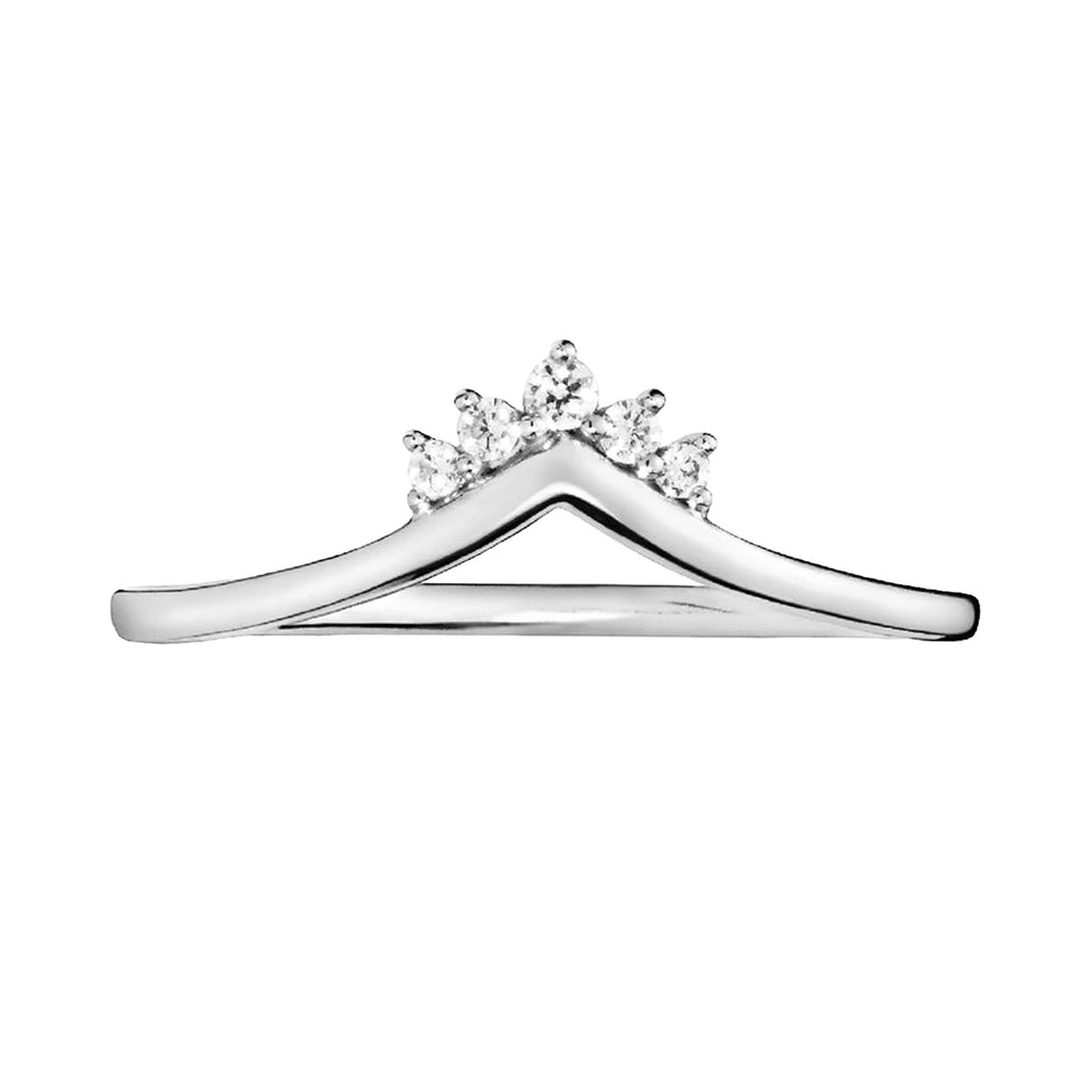 Anillo Inspirado Pan 1.1 Tiara Sencilla 5 Circonias Plata .925