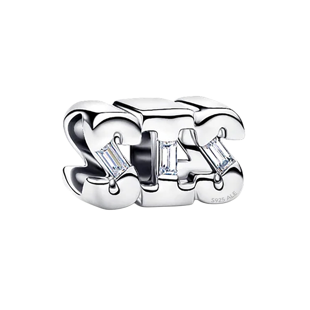 Charm Inspirado Pan 1:1 SIS con Circonias Baguette, Plata .925