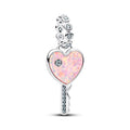 Charm Inspirado Pan 1:1 Llave de Corazón con Opalina Rosa, Plata .925