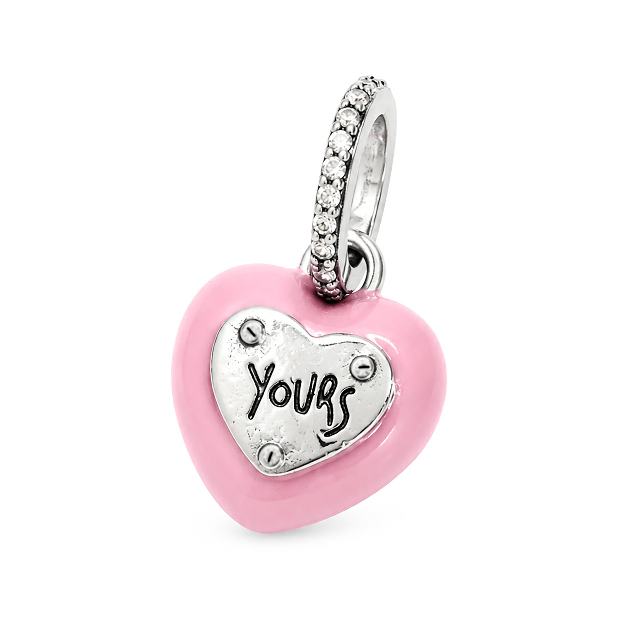 Charm Inspirado Pan 1:1 Corazón Rosa Yours, Plata .925