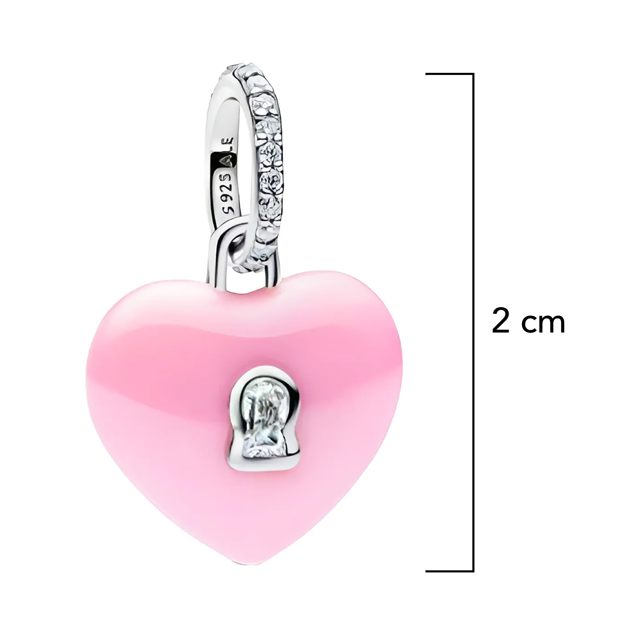 Charm Inspirado Pan 1:1 Corazón Rosa Yours, Plata .925